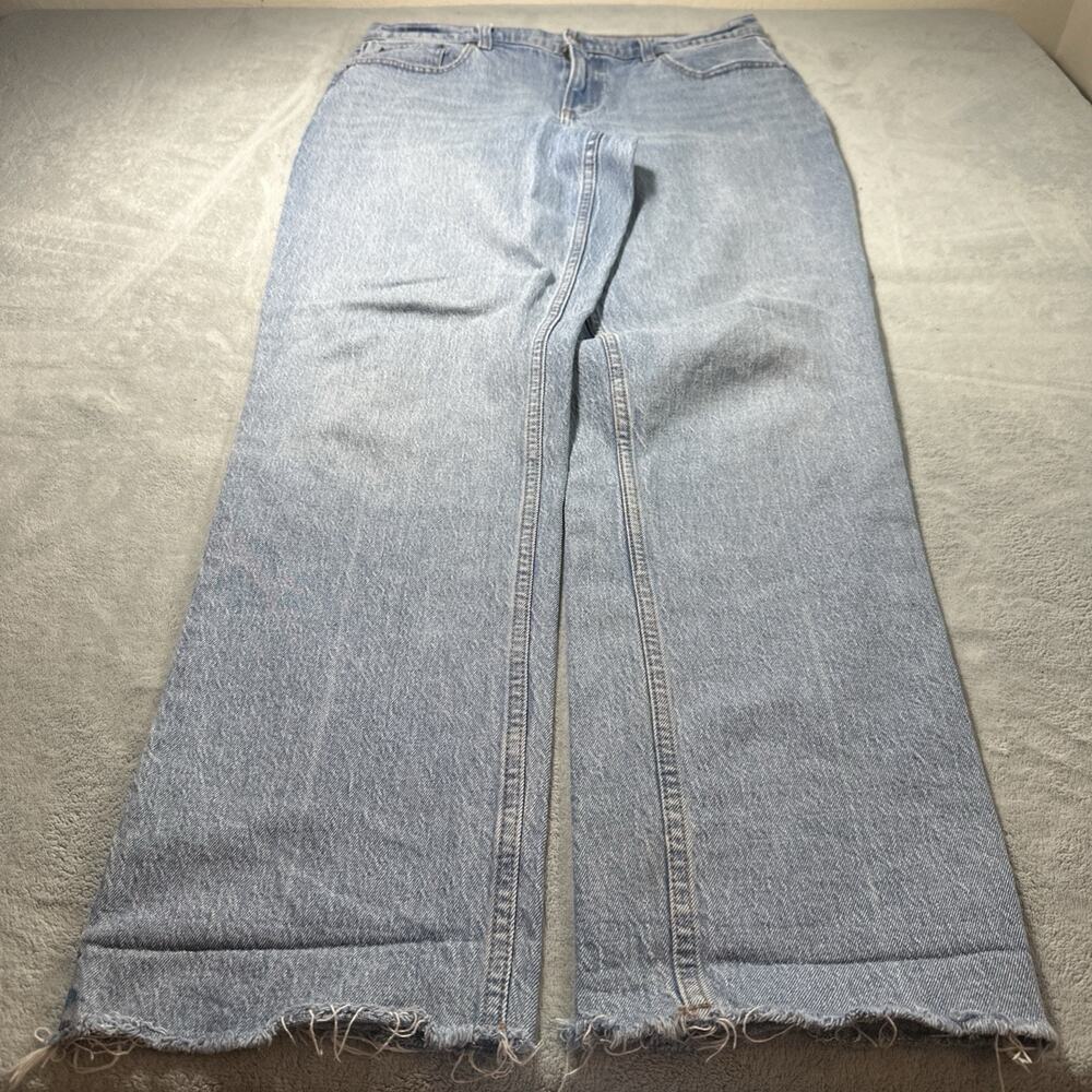 Y2k 2000s Abercrombie Fitch Straight Baggy Jeans Ws 31 35x32 Raw Hem Loose Cruve